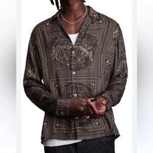 All Saints Star Bandana Print Button Up Shirt